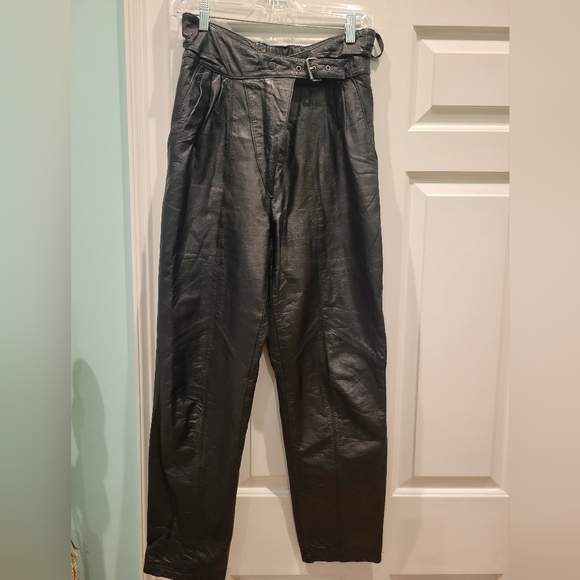 VINTAGE CAYENNE LEATHER HIGH RISE PANTS - Picture 1 of 11